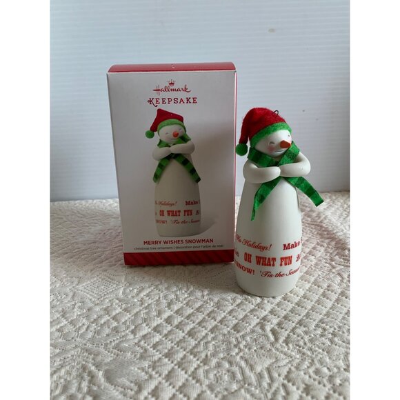 Hallmark Merry Wishes Snowman Ornament 2014 with box - Picture 14 of 14